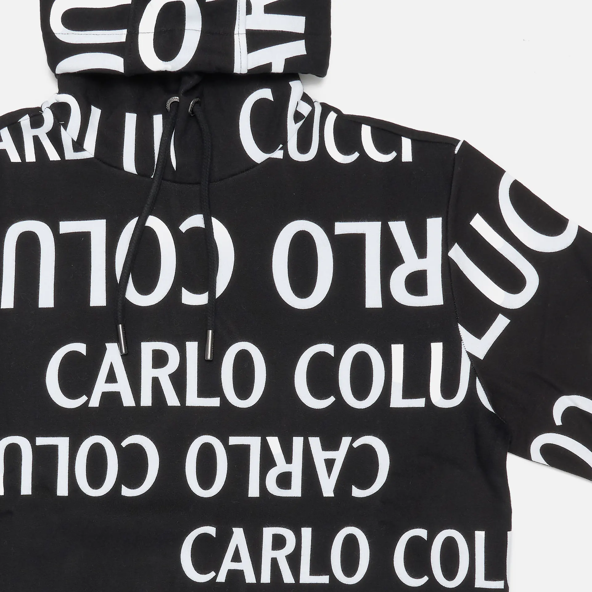 Carlo Colucci Black & White Drop Hoodie Black
