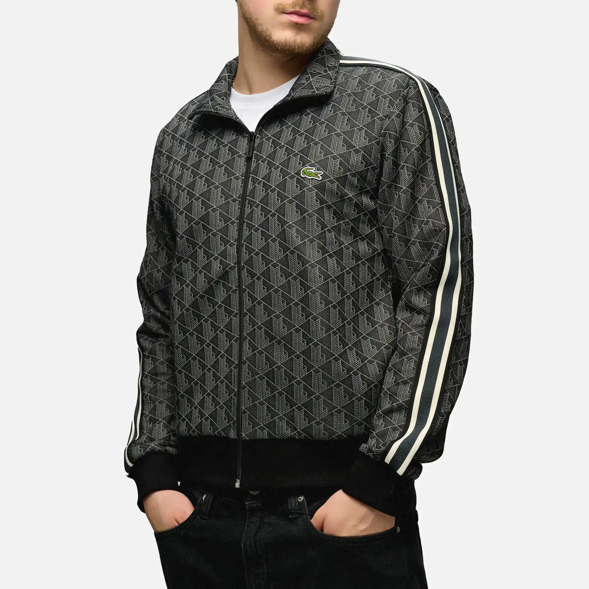 Lacoste Paris Monogram Jacquard Track Jacket Black/Graphite