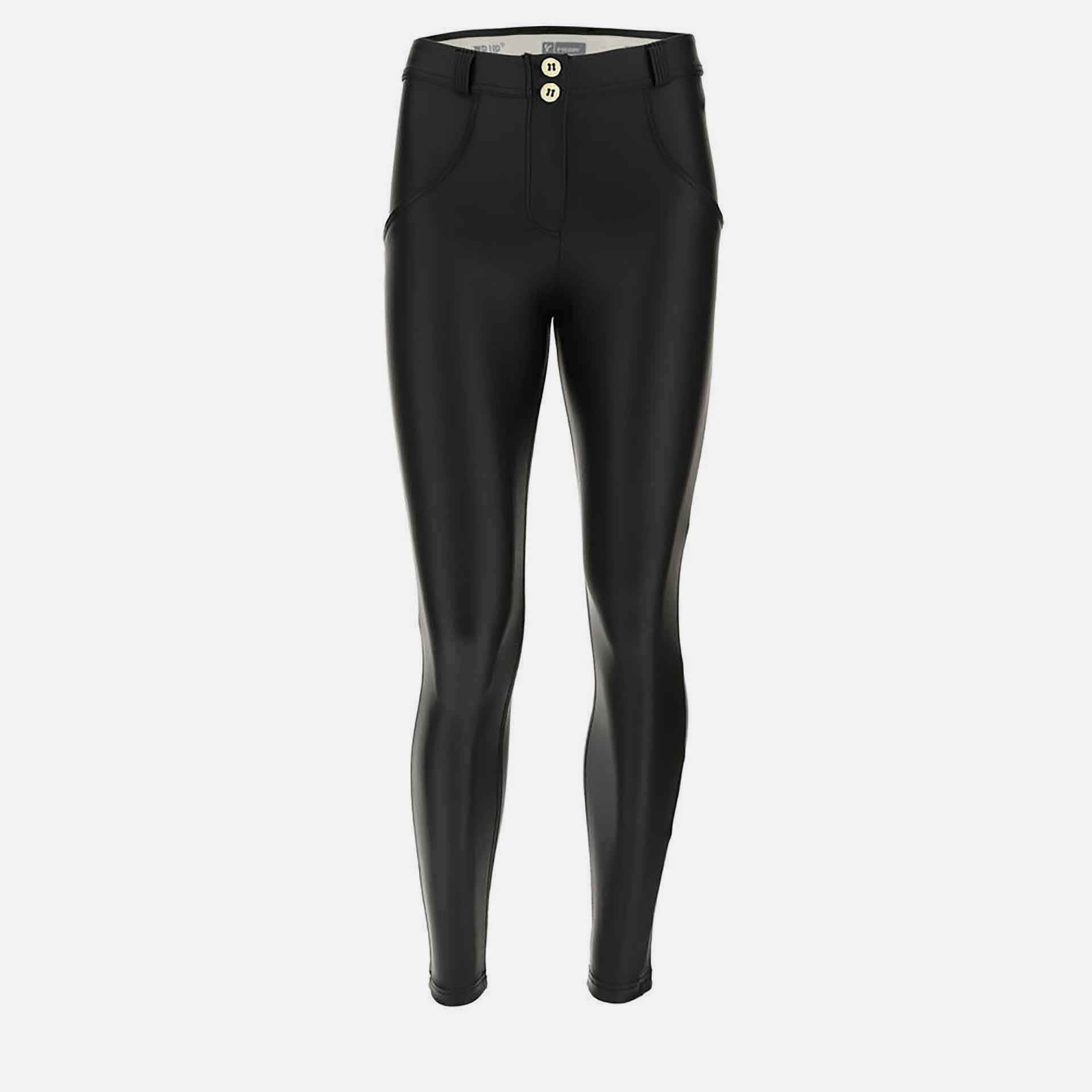 Freddy WR.UP Regular Waist Superskinny 7/8 Faux Leather Pants Black