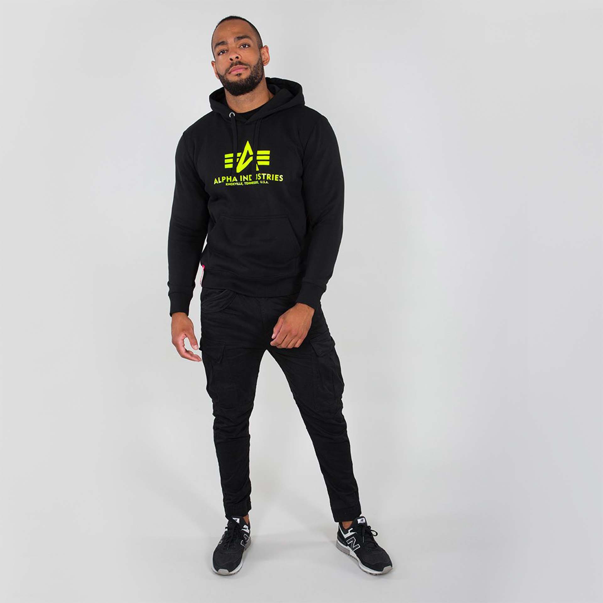 Alpha Industries Basic Hoody Neon Print Black/Neon Yellow