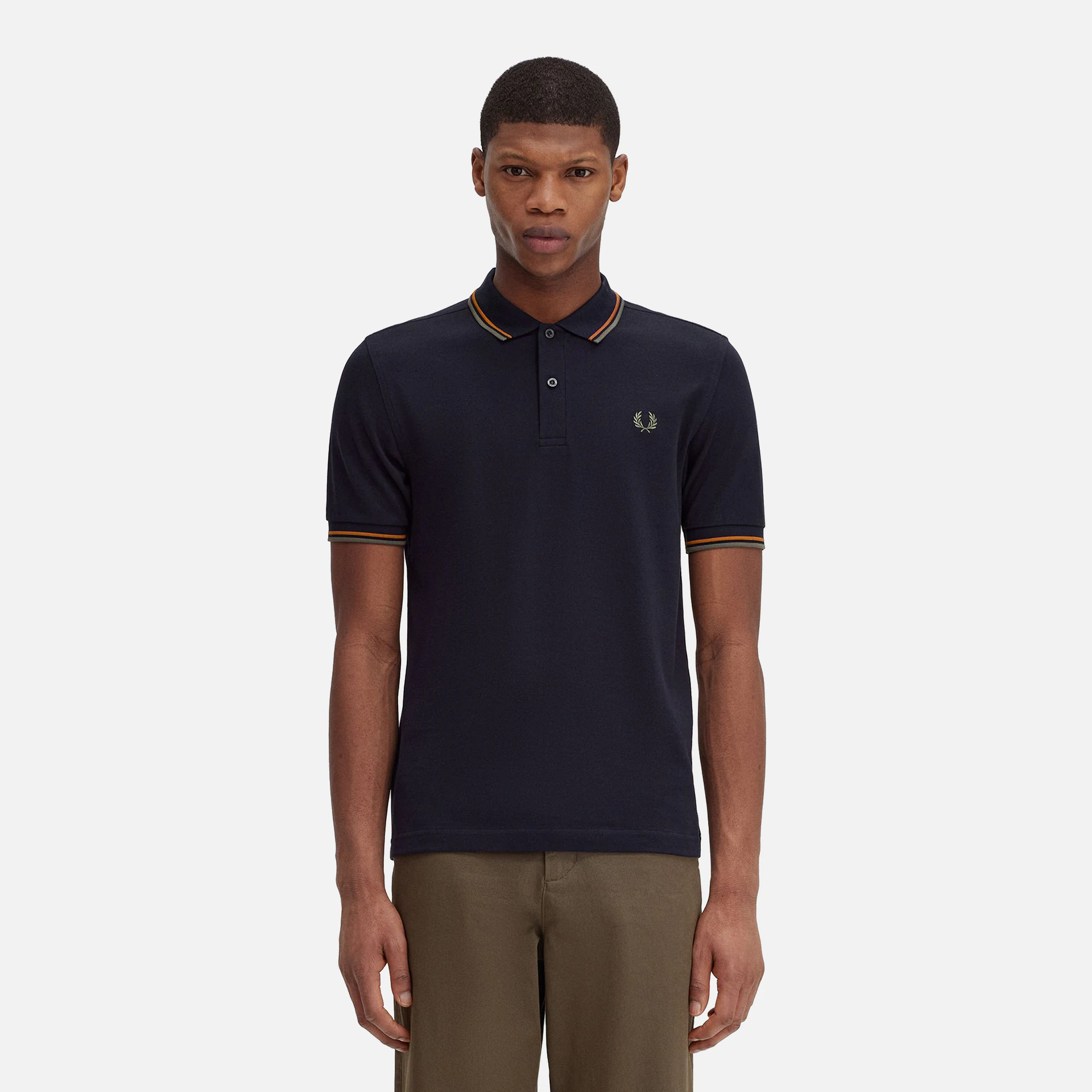 Fred Perry Twin Tipped Polo Shirt Navy/Nut Flake/Field Green
