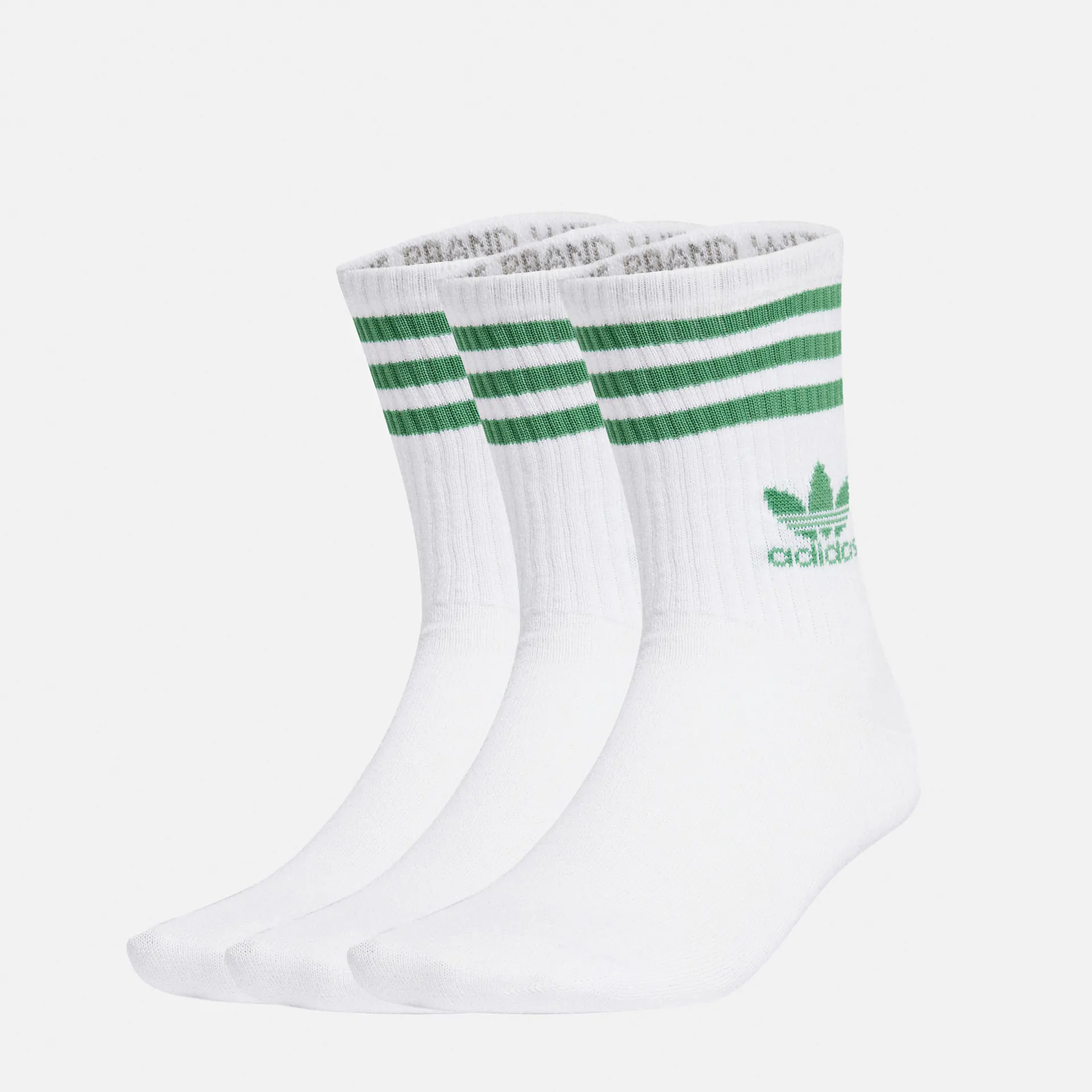 adidas Mid Cut Crew Socks 3 Pairs White/Preloved Green/Solid Grey