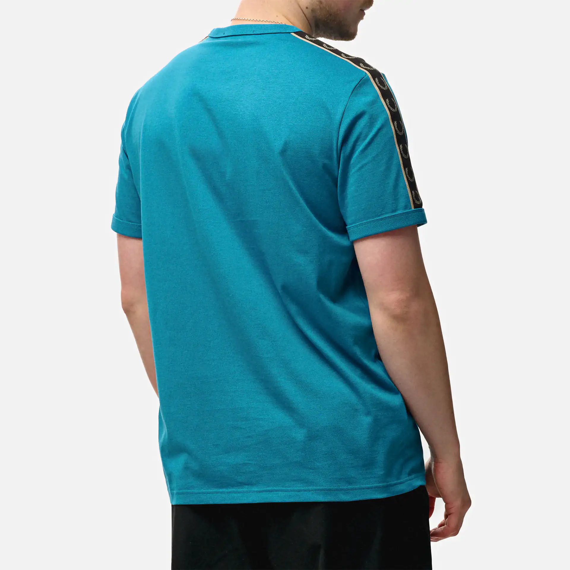 Fred Perry Contrast Tape Ringer T-Shirt Runaway Ocean/Warm Grey