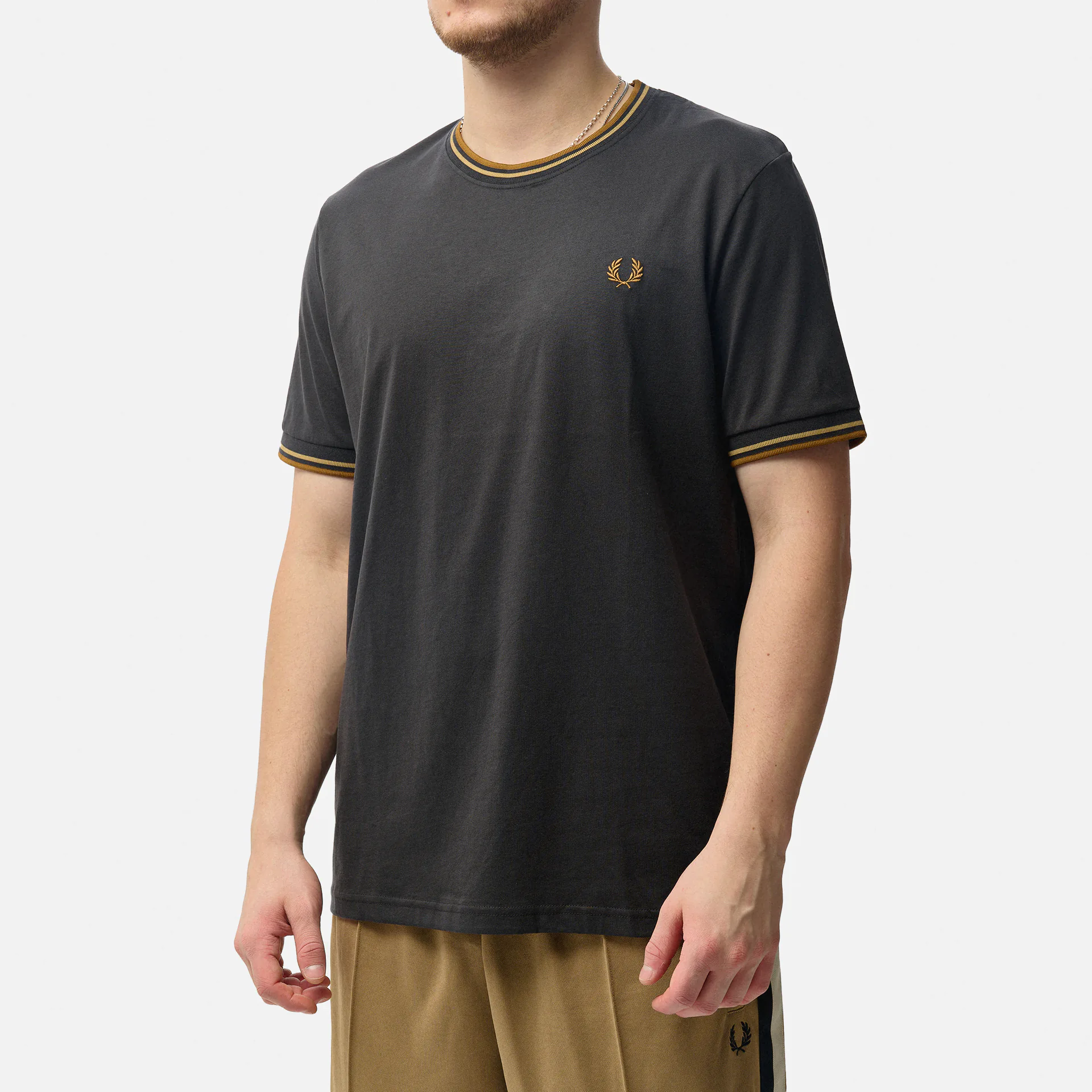 Fred Perry Twin Tipped T-Shirt  Anchor Grey/Warm Stone/Dark Caramel
